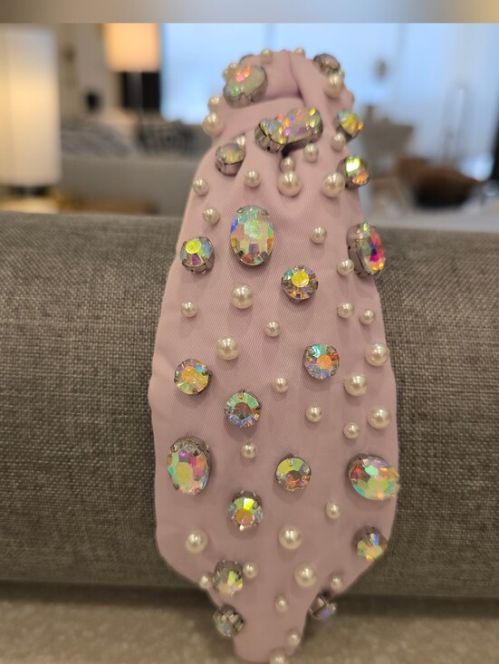 LELE SADOUGHI X Stoney Clover Lane Lilac Iridescent Crystal & Pearl Headband SCL main image 6
